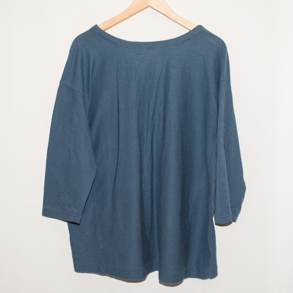 Woman Within Blue Lace-Up Top - Picture 4 of 4